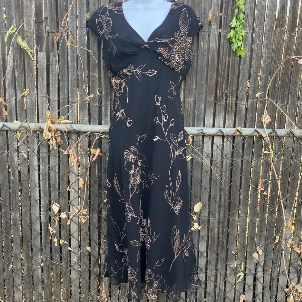 Vintage Jones Wear Dress Dark Floral Midi Dress‎ Size 10 Y2K 90S Fairy